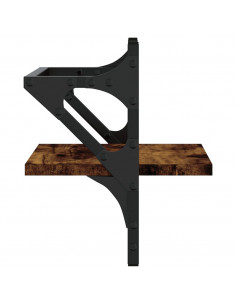 Mensole a Parete con Aste 2pz Rovere Fumo 30x25x30 cm