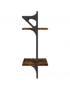 Mensole a Parete con Aste 2pz Rovere Fumo 30x25x65 cm