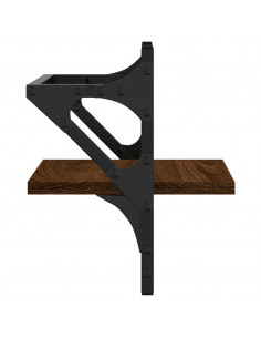 Mensole a Parete con Aste 2pz Rovere Marrone 30x25x30 cm