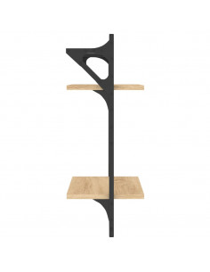 Mensole a Parete con Aste 2pz Rovere Sonoma 30x25x65 cm