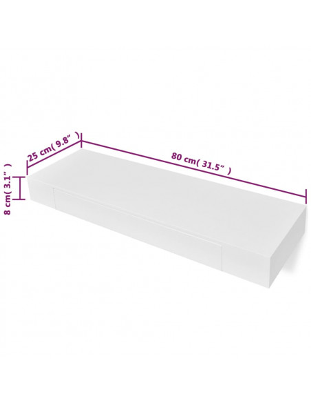 Mensole con Cassetti 2 pz Bianco 80 cm