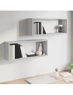Mensole Cubo Muro 2 pz Grigio Sonoma 60x15x23 cm in Multistrato