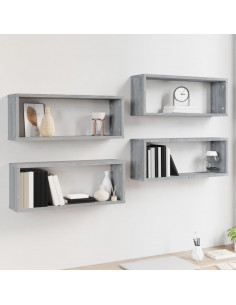 Mensole Cubo Muro 4 pz Grigio Sonoma 60x15x23 cm in Multistrato