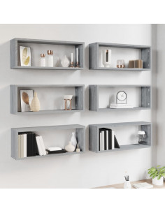Mensole Cubo Muro 6 pz Grigio Sonoma 60x15x23 cm in Multistrato