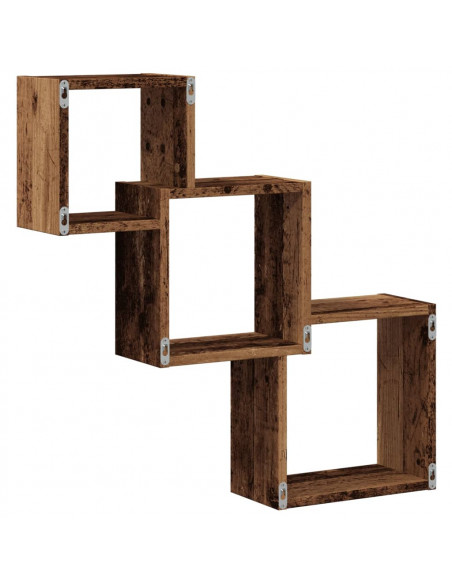 Mensole Cubo Parete Legno Antico 68x15x68 cm Legno Multistrato