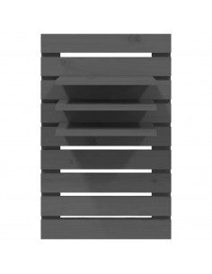 Mensole da Letto a Parete 2 pz Grigio Legno Massello di Pino