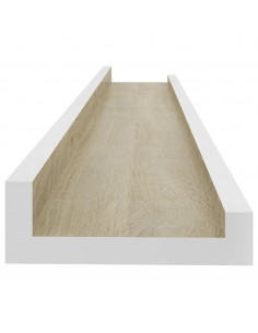 Mensole da Parete 2 pz Bianco e Rovere Sonoma 60x9x3 cm