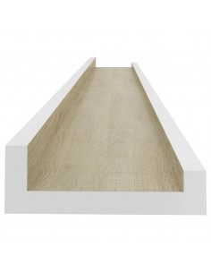 Mensole da Parete 2 pz Bianco e Rovere Sonoma 80x9x3 cm
