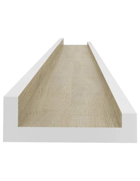 Mensole da Parete 2 pz Bianco e Rovere Sonoma 80x9x3 cm