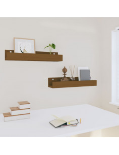 Mensole da Parete 2 pz Miele 50x12x9cm Legno Massello di Pino