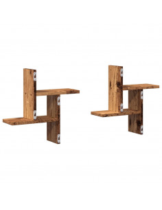 Mensole da Parete 2pz Legno Vecchio 38x12x38 cm in Truciolato