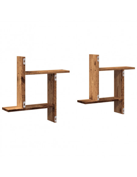 Mensole da Parete 2pz Legno Vecchio 50x12x50 cm in Truciolato