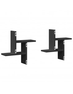 Mensole da Parete 2pz Nere 38x12x38 cm in Truciolato