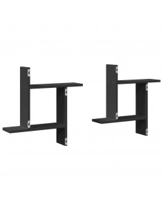 Mensole da Parete 2pz Nere 50x12x50 cm in Truciolato