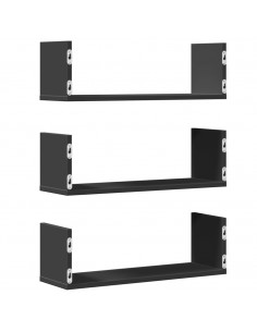 Mensole da Parete 2pz Nere 58x18x18 cm in Truciolato