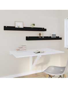 Mensole da Parete 2pz Nero 110x12x9cm in Legno Massello di Pino