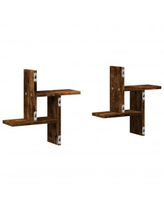 Mensole da Parete 2pz Rovere Fumo 38x12x38 cm in Truciolato