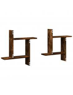 Mensole da Parete 2pz Rovere Fumo 50x12x50 cm in Truciolato