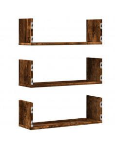 Mensole da Parete 2pz Rovere Fumo 58x18x18 cm in Truciolato