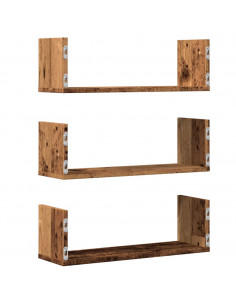 Mensole da Parete 3pz Legno Antico 58x18x18 cm in Truciolato