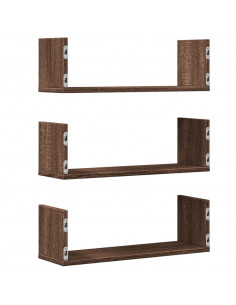Mensole da Parete 3pz Rovere Marrone 58x18x18 cm in Truciolato