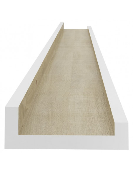 Mensole da Parete 4 pz Bianco e Rovere Sonoma 100x9x3 cm