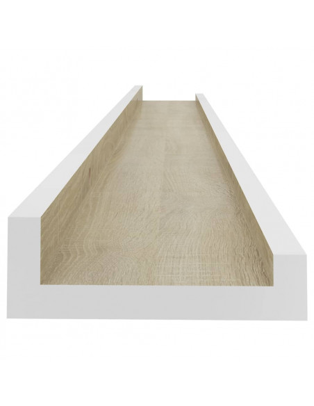 Mensole da Parete 4 pz Bianco e Rovere Sonoma 80x9x3 cm
