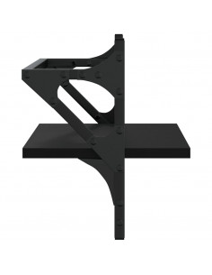 Mensole da Parete con Aste 2 pz Nere 40x25x30 cm