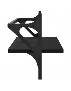 Mensole da Parete con Aste 2 pz Nere 65x25x30 cm