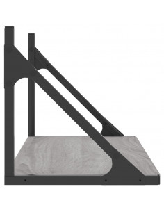 Mensole Parete 2pz Grigio Sonoma 60x25x25,5cm Legno Multistrato