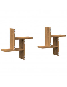 Mensole Parete 2pz Rovere Artigianale 38x12x38 cm in Truciolato