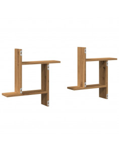 Mensole Parete 2pz Rovere Artigianale 50x12x50 cm in Truciolato