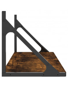 Mensole Parete 2pz Rovere Fumo 80x25x25,5 cm Legno Multistrato