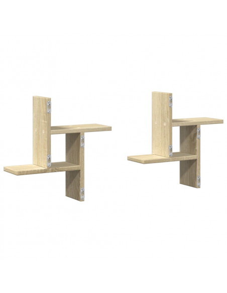 Mensole Parete 2pz Rovere Sonoma 38x12x38 cm in Truciolato