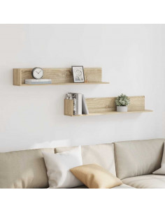 Mensole Parete 2pz Rovere Sonoma 100x16,5x16,5 cm in Truciolato 2