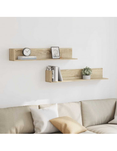 Mensole Parete 2pz Rovere Sonoma 100x16,5x16,5 cm in Truciolato