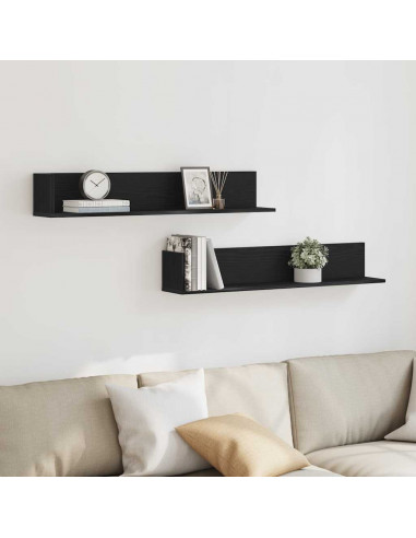Mensole da Parete 2pz Nere 100x16,5x16,5 cm Legno Multistrato