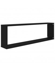 Mensole Parete a Cubo 2 pz Nere 100x15x30 cm Legno Multistrato