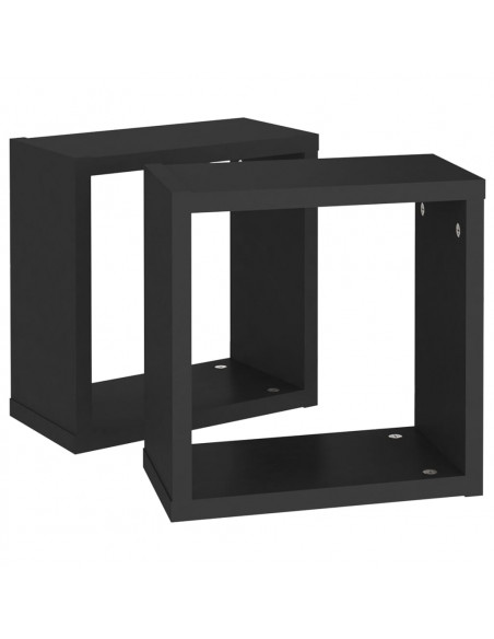 Mensole Parete a Cubo 2 pz Nere 30x15x30 cm