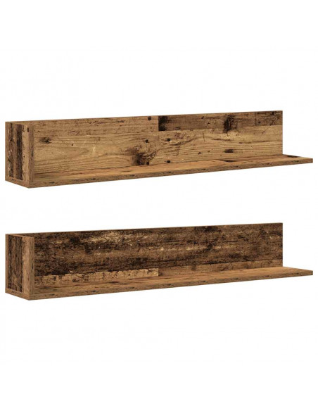 Mensole da Parete 2pz Legno Vecchio 100x16,5x16,5 cm Truciolato
