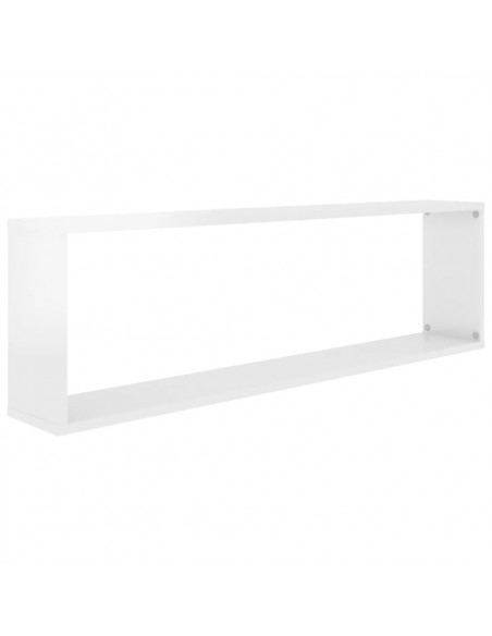 Mensole Parete a Cubo 2pz Bianco Lucido 100x15x30cm Multistrato