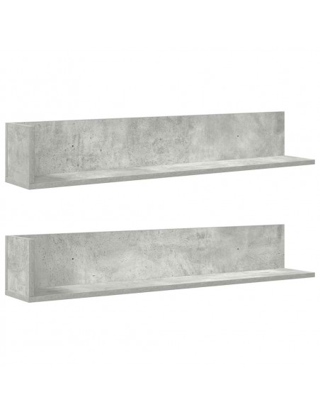 Mensole a Muro 2pz Grigio Cemento 100x16,5x16,5cm in Truciolato