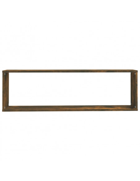 Mensole Parete Cubo 2pz Rovere Fumo 100x15x30 Legno Multistrato
