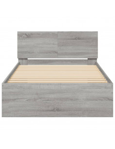 Giroletto con Testiera e LED Grigio Sonoma 100x200 cm 2