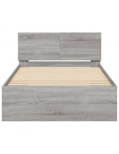 Giroletto con Testiera e LED Grigio Sonoma 100x200 cm