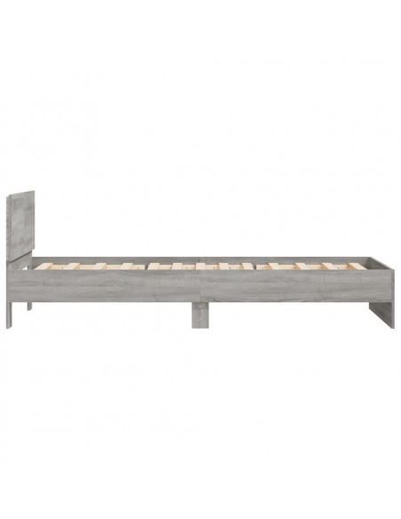 Giroletto con Testiera e LED Grigio Sonoma 100x200 cm