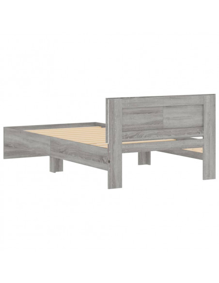 Giroletto con Testiera e LED Grigio Sonoma 100x200 cm