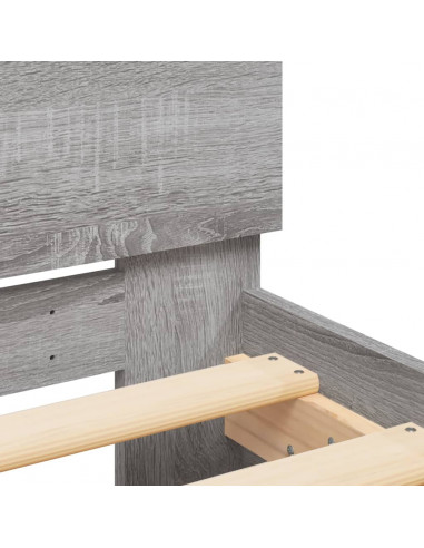 Giroletto con Testiera e LED Grigio Sonoma 100x200 cm