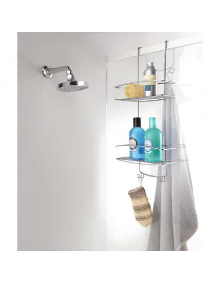 Metaltex Rastrelliera per Doccia con Ganci a 2 Livelli Onda Argento