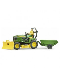 Mezzo agricolo Bruder 62104 JOHN DEERE Trattore Tosaerba con Rimorchio